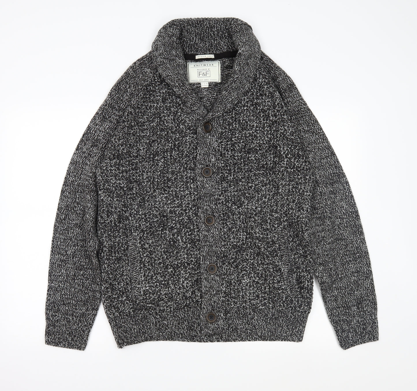 F&F Mens Grey   Cardigan Jumper Size L