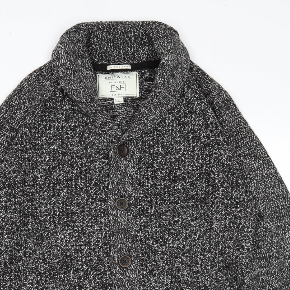 F&F Mens Grey   Cardigan Jumper Size L