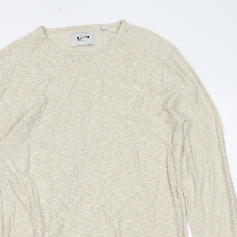 ONLY & SONS Womens Beige   Pullover Jumper Size L