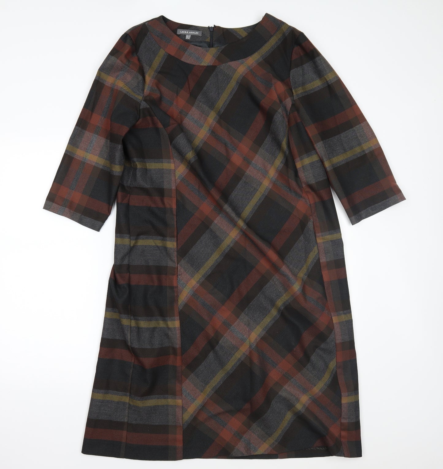 Laura Ashley Womens Brown Plaid  Pencil Dress  Size 18