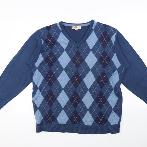 EWM Mens Blue Plaid  Pullover Jumper Size M