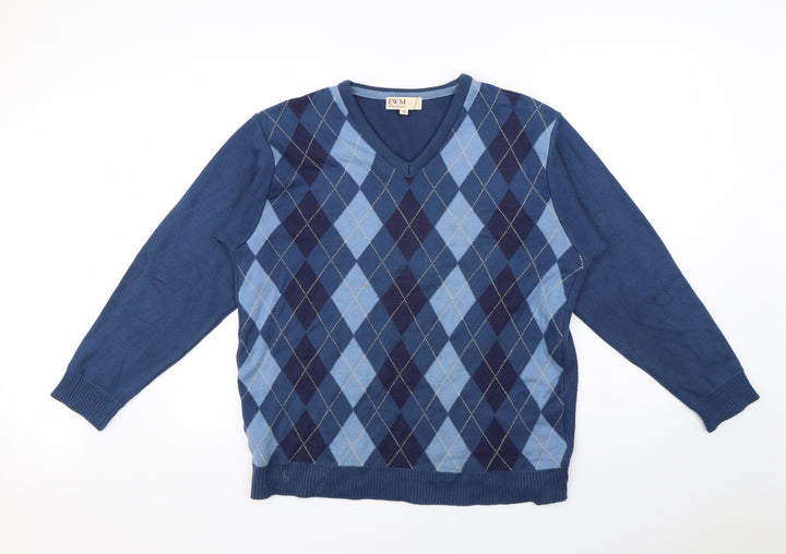 EWM Mens Blue Plaid Pullover Jumper Size M