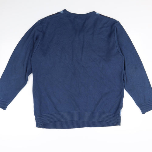 EWM Mens Blue Plaid  Pullover Jumper Size M