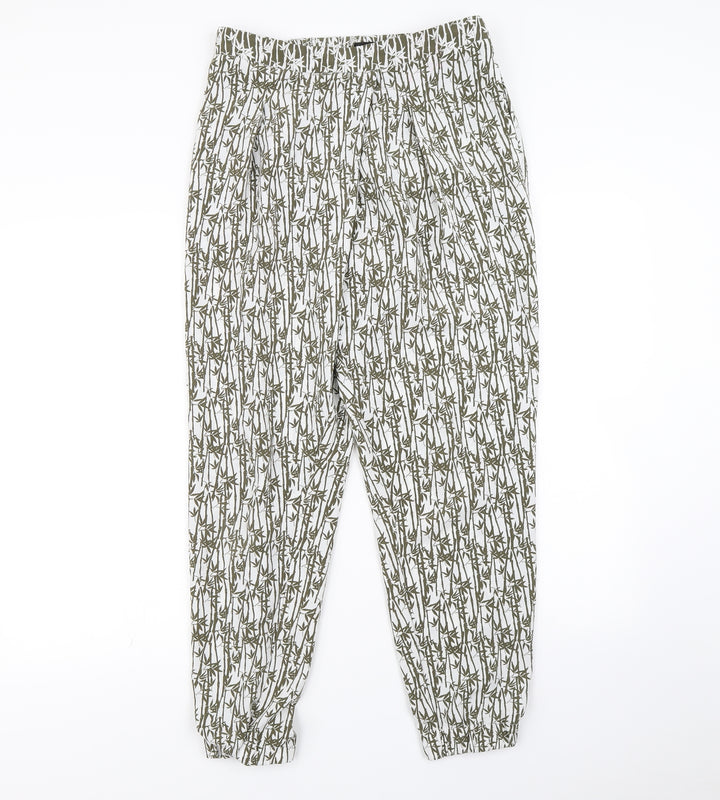 Topshop Womens Green Floral Trousers Size 10 L28 in