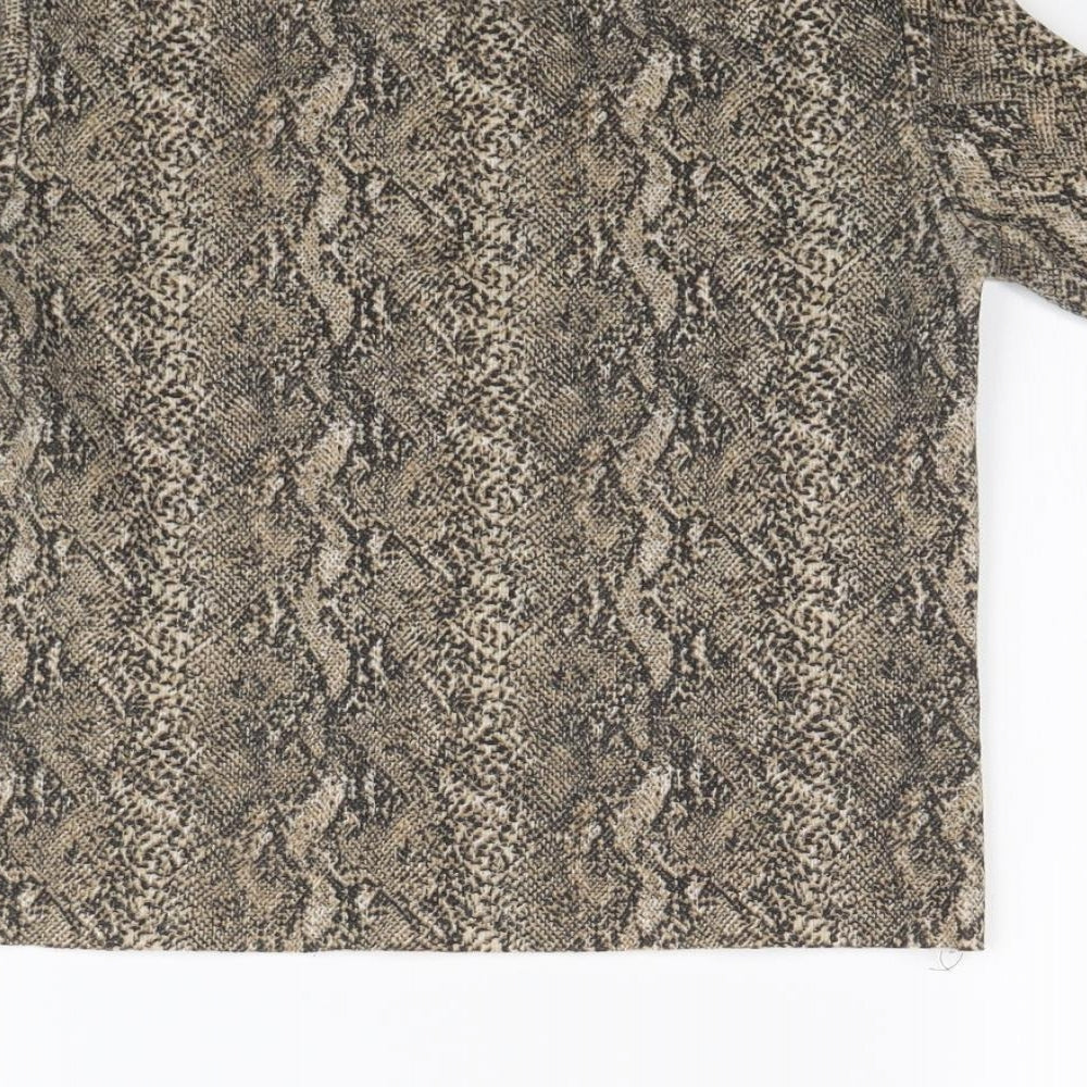 Zara Womens Beige Animal Print  Cropped T-Shirt Size S
