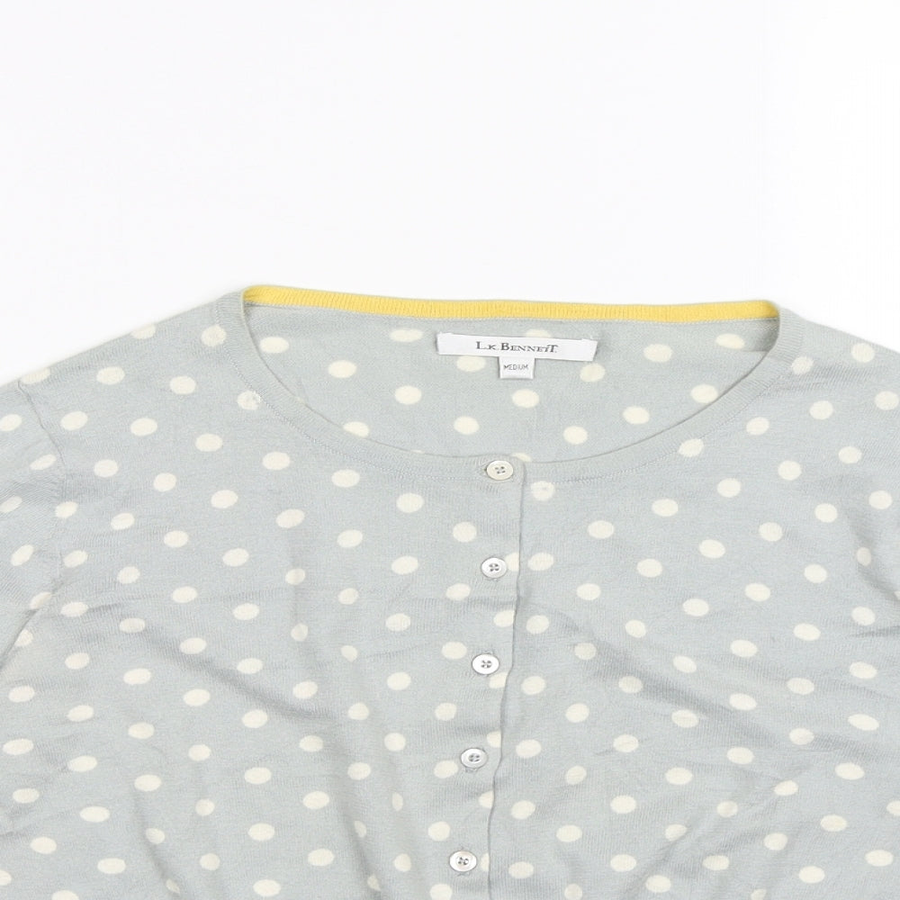 LK Bennett Womens Green Polka Dot  Cardigan Jumper Size M