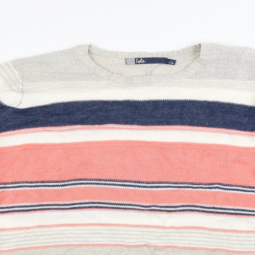Isle Womens Multicoloured Striped  Pullover Jumper Size L