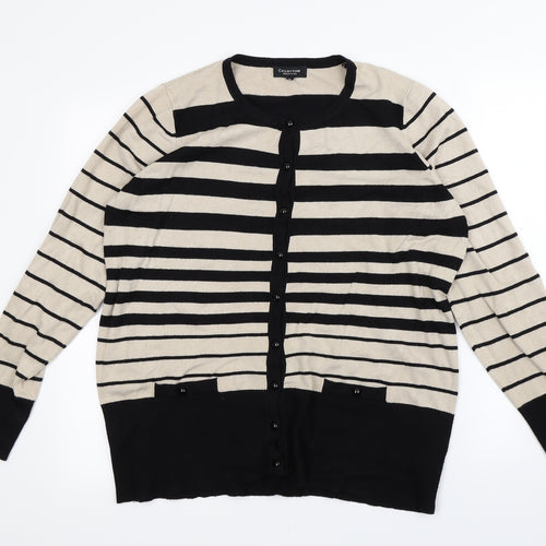 Debenhams Womens Beige Striped  Cardigan Jumper Size 22