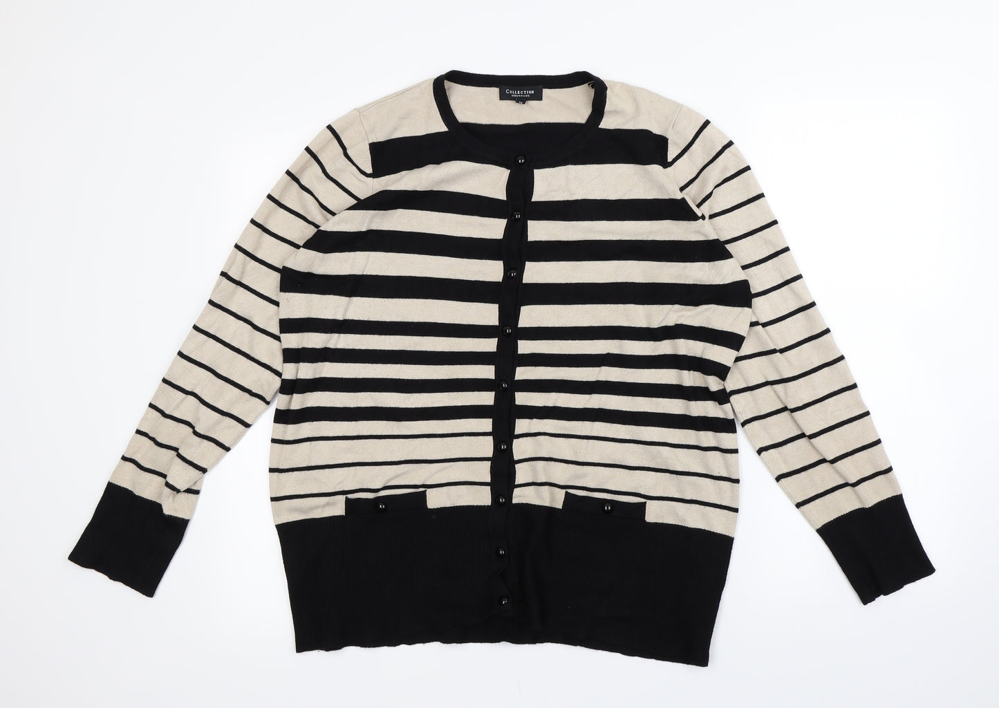 Debenhams Womens Beige Striped  Cardigan Jumper Size 22
