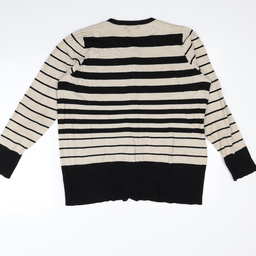 Debenhams Womens Beige Striped  Cardigan Jumper Size 22