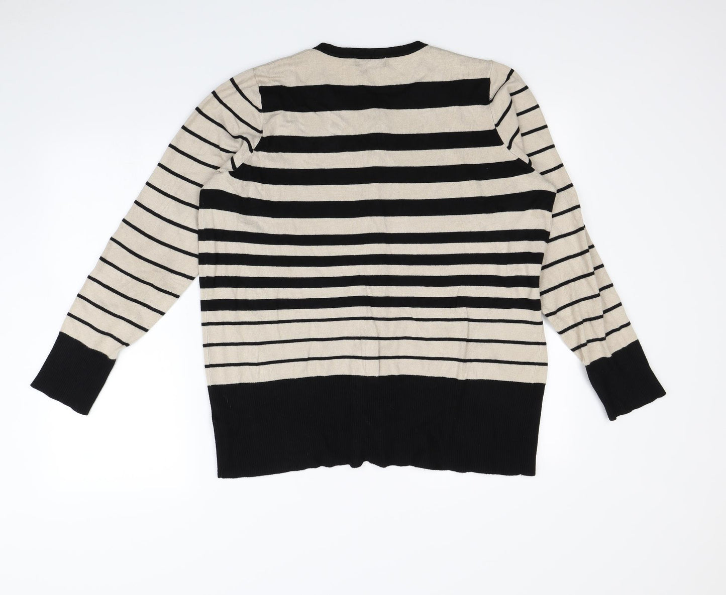 Debenhams Womens Beige Striped  Cardigan Jumper Size 22