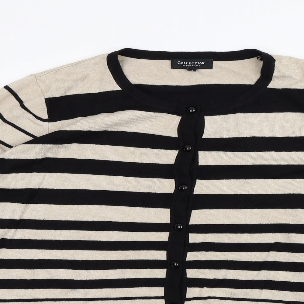 Debenhams Womens Beige Striped  Cardigan Jumper Size 22