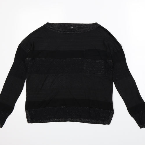 NEXT Womens Black Striped  Pullover Sweatshirt Size 8