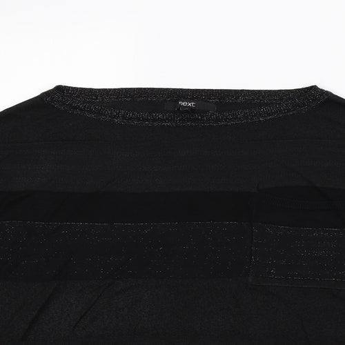 NEXT Womens Black Striped  Pullover Sweatshirt Size 8