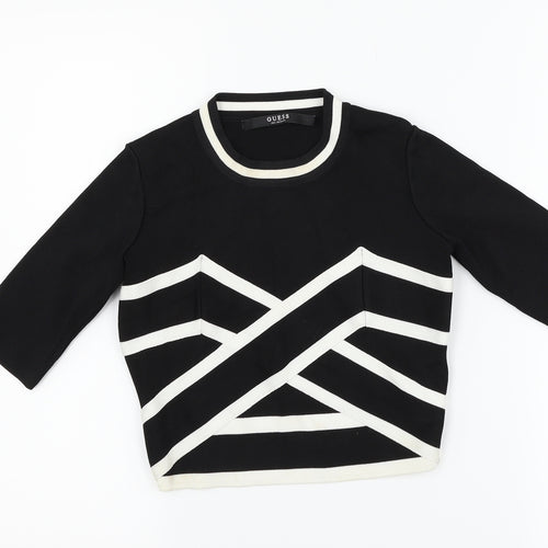 GUESS Womens Black Striped  Basic T-Shirt Size XS