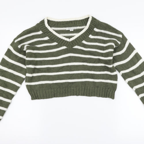 American Eagle Outfitters Womens Green Striped  Pullover Jumper Size XS