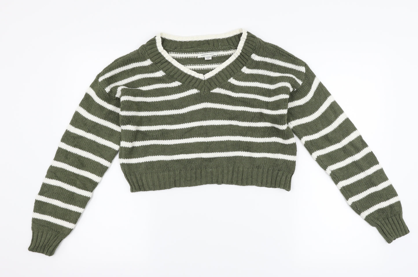 American Eagle Outfitters Womens Green Striped  Pullover Jumper Size XS