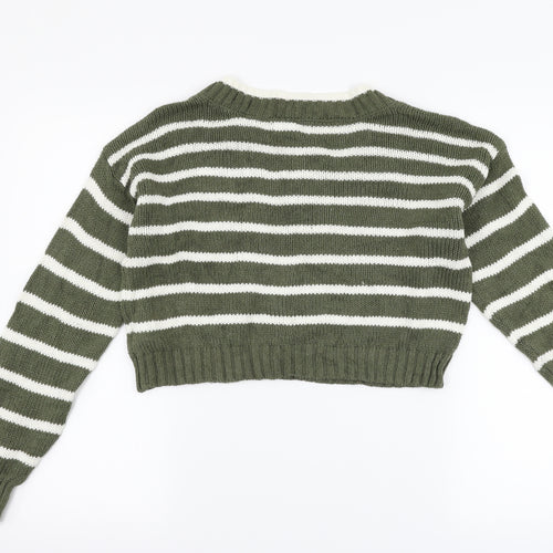 American Eagle Outfitters Womens Green Striped  Pullover Jumper Size XS