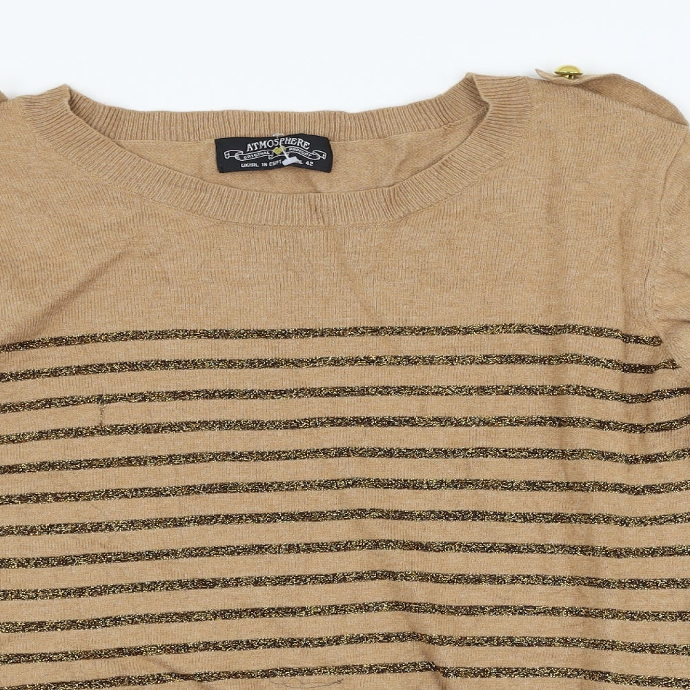 Atmosphere Womens Brown Striped  Pullover Jumper Size 16