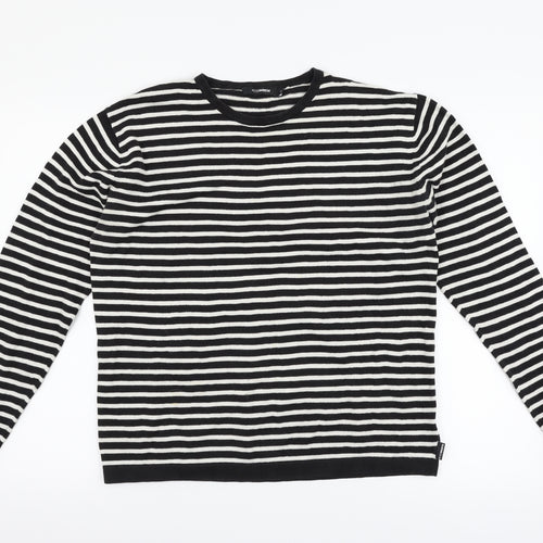 Peter Werth Womens Black Striped  Pullover Jumper Size L