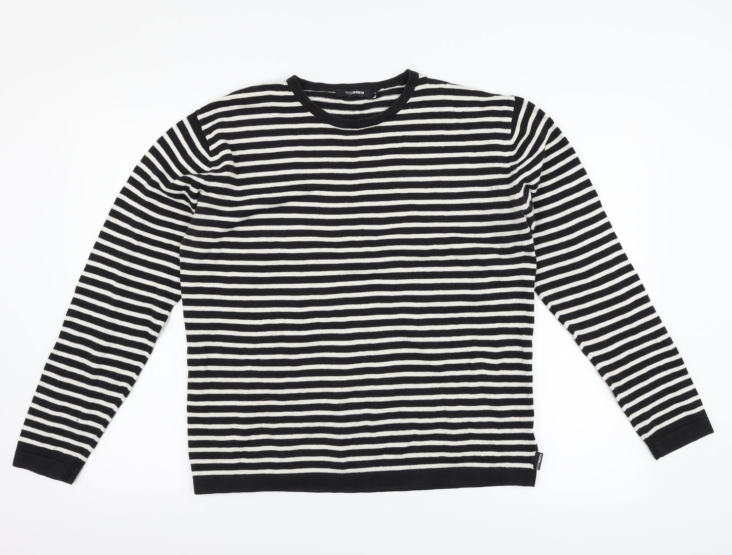 Peter Werth Womens Black Striped  Pullover Jumper Size L