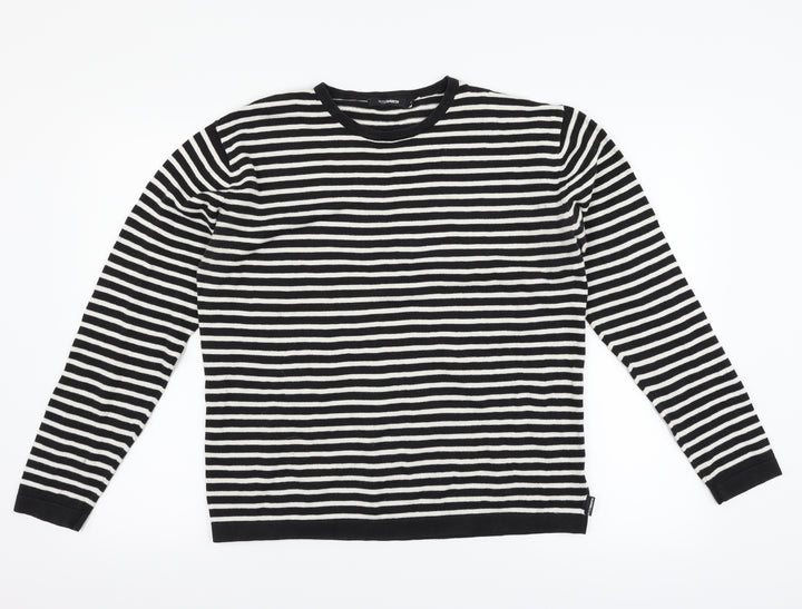 Peter Werth Womens Black Striped  Pullover Jumper Size L