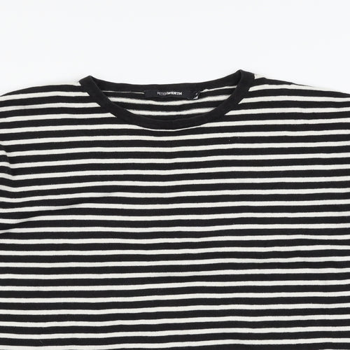 Peter Werth Womens Black Striped  Pullover Jumper Size L