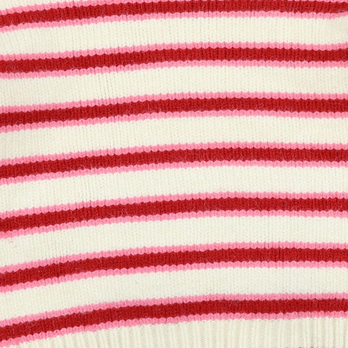New Look Womens Ivory Striped  Pullover Jumper Size S  - graphic