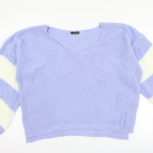 Boohoo Womens Blue Striped  Pullover Jumper Size S