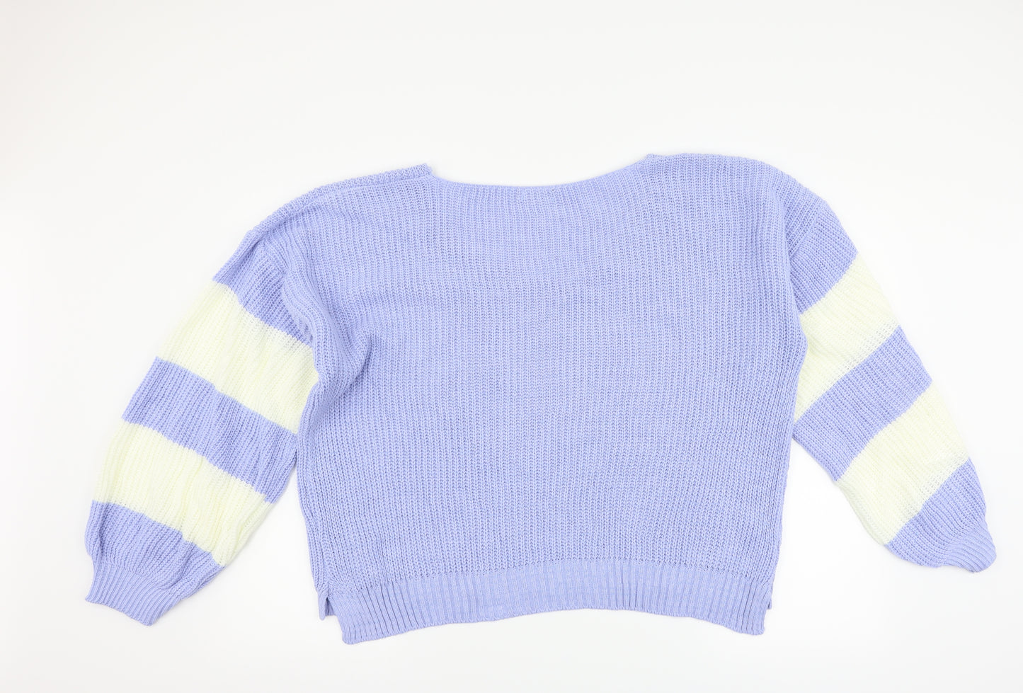 Boohoo Womens Blue Striped  Pullover Jumper Size S
