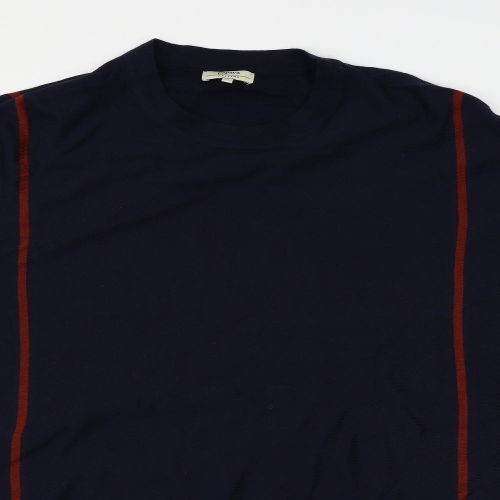 Papaya Womens Blue Striped  Basic T-Shirt Size S