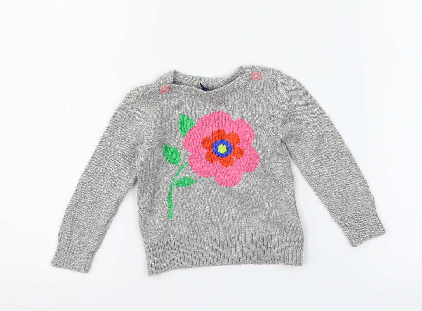 Gap Girls Grey Floral  Pullover Jumper Size 12-18 Months