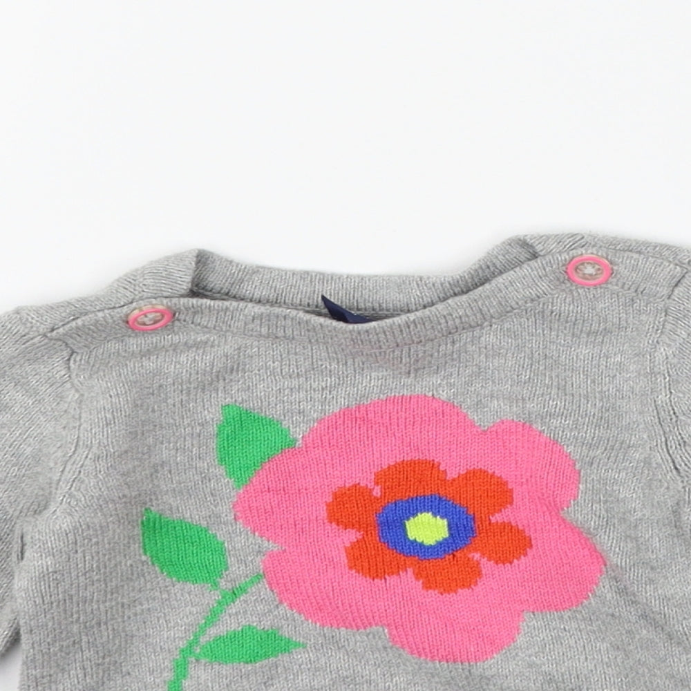 Gap Girls Grey Floral  Pullover Jumper Size 12-18 Months
