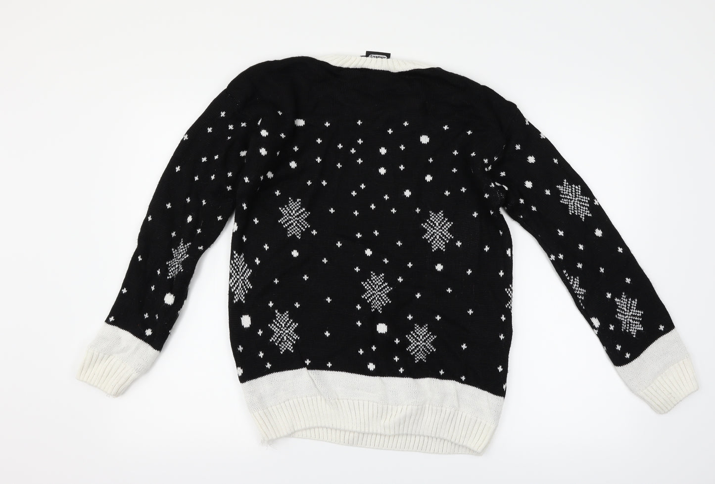 Angel Womens Black Polka Dot  Pullover Jumper Size M  - Christmas reindeer