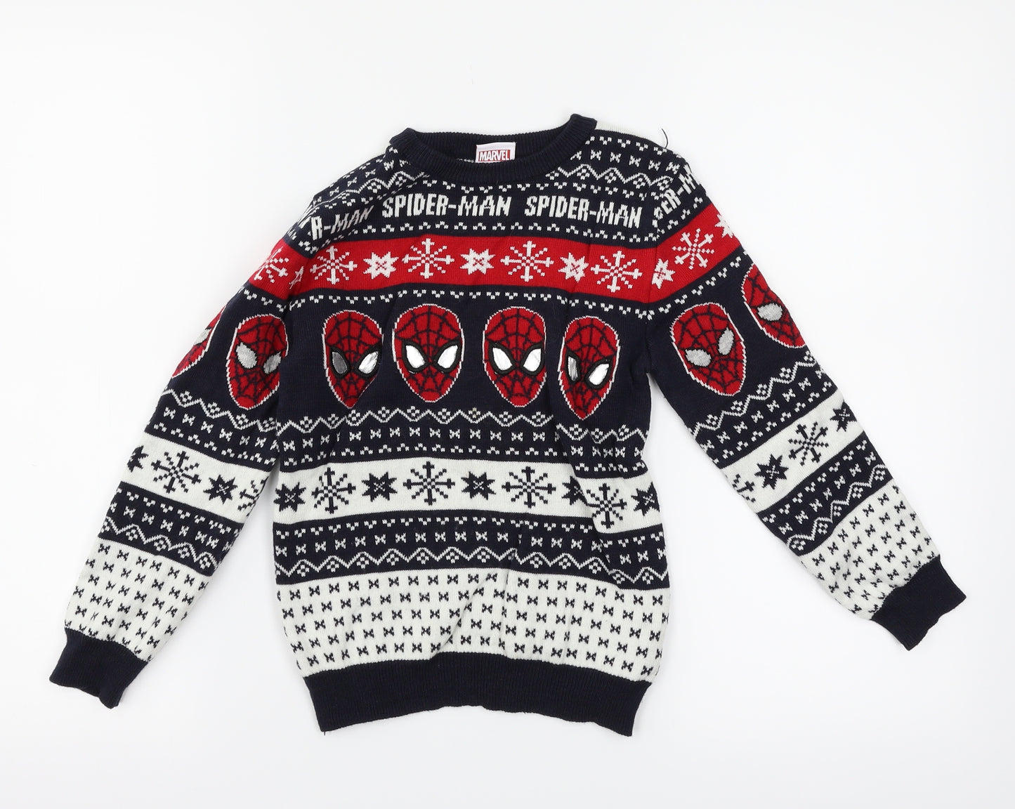Primark Boys Blue   Pullover Jumper Size 7-8 Years  - Christmas Spiderman