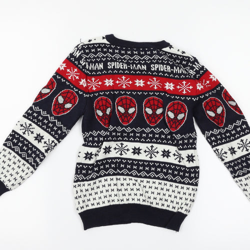 Primark Boys Blue   Pullover Jumper Size 7-8 Years  - Christmas Spiderman