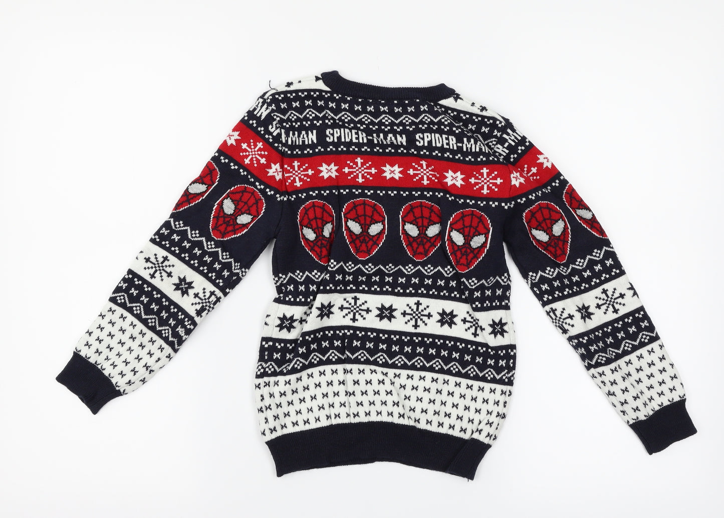 Primark Boys Blue   Pullover Jumper Size 7-8 Years  - Christmas Spiderman