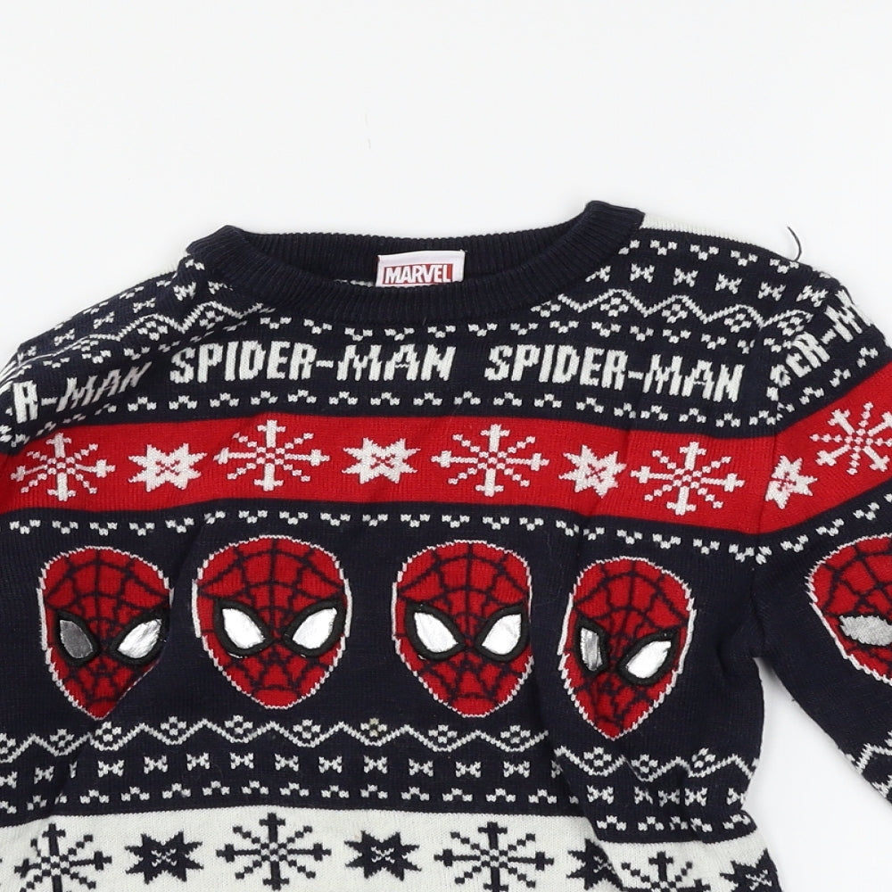 Primark Boys Blue   Pullover Jumper Size 7-8 Years  - Christmas Spiderman