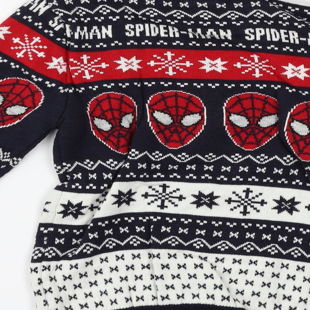 Primark Boys Blue   Pullover Jumper Size 7-8 Years  - Christmas Spiderman