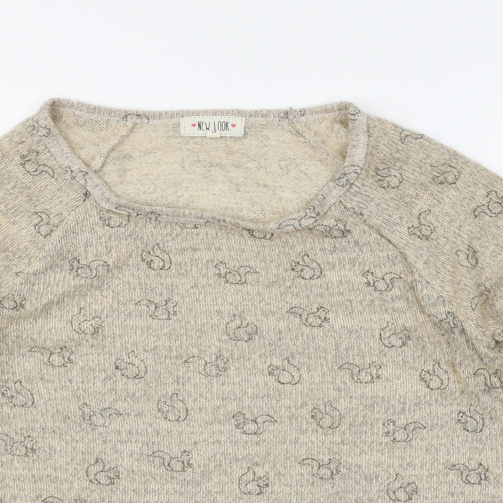 New Look Womens Beige   Pullover Jumper Size 14  - squirrel