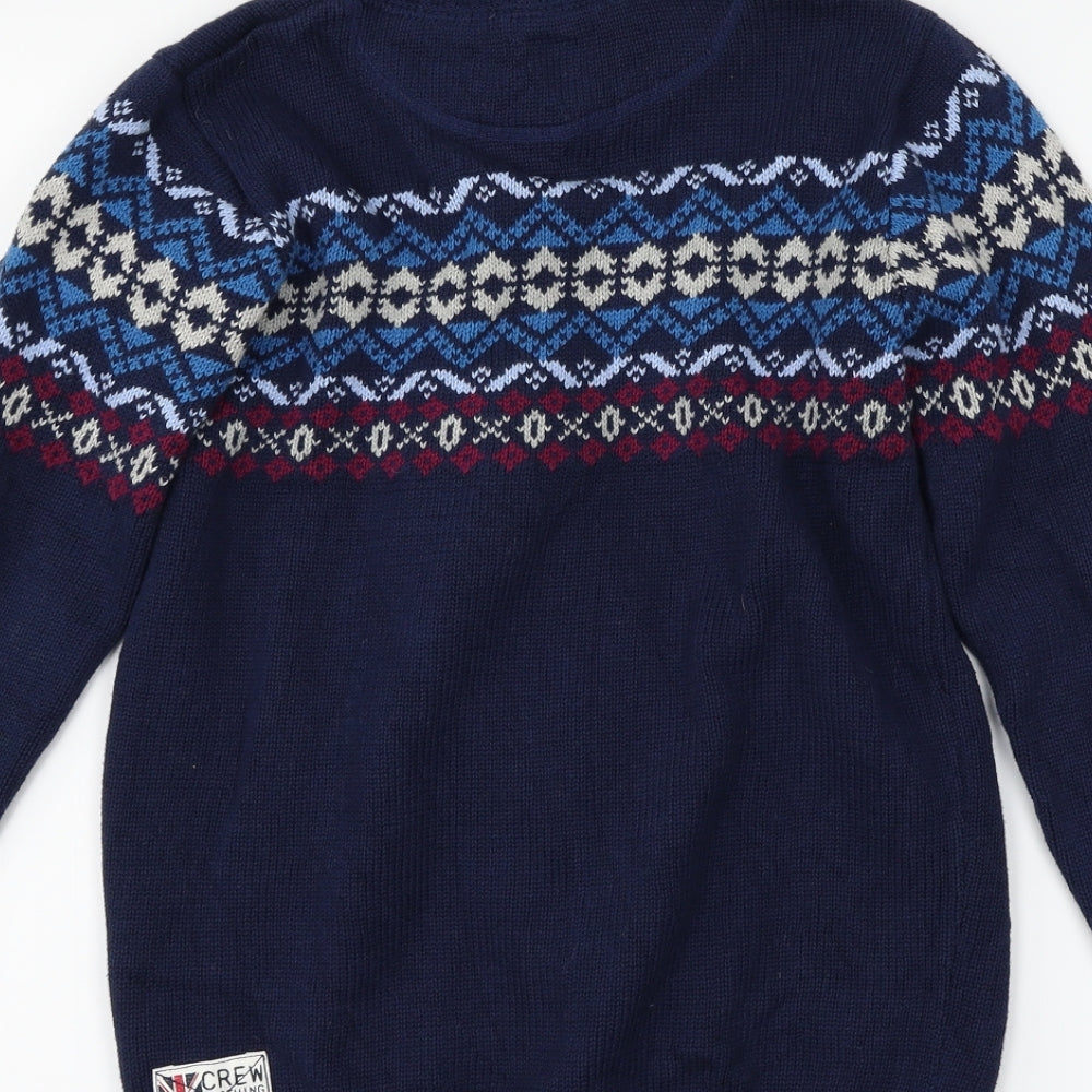 Crew Clothing Boys Blue Geometric  Jacket  Size 10-11 Years