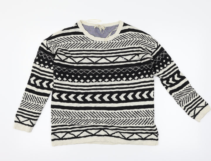 Springfield Womens Black Geometric Pullover Jumper Size L