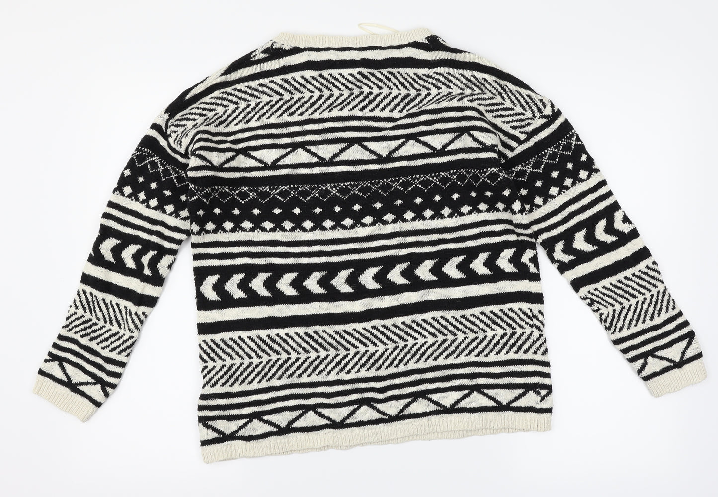 Springfield Womens Black Geometric  Pullover Jumper Size L