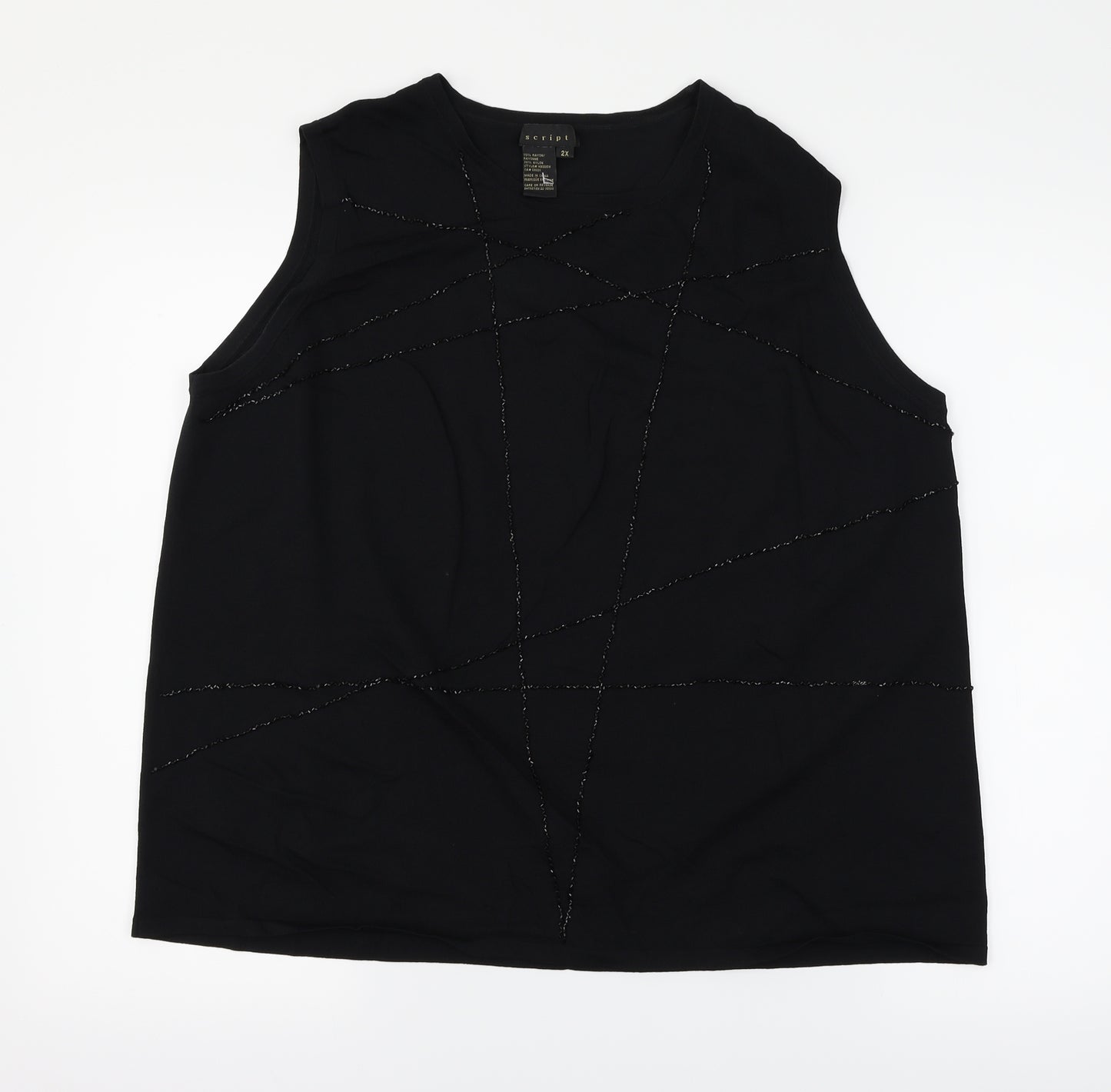 script Womens Black   Basic Tank Size 2XL