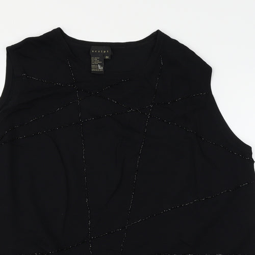 script Womens Black   Basic Tank Size 2XL