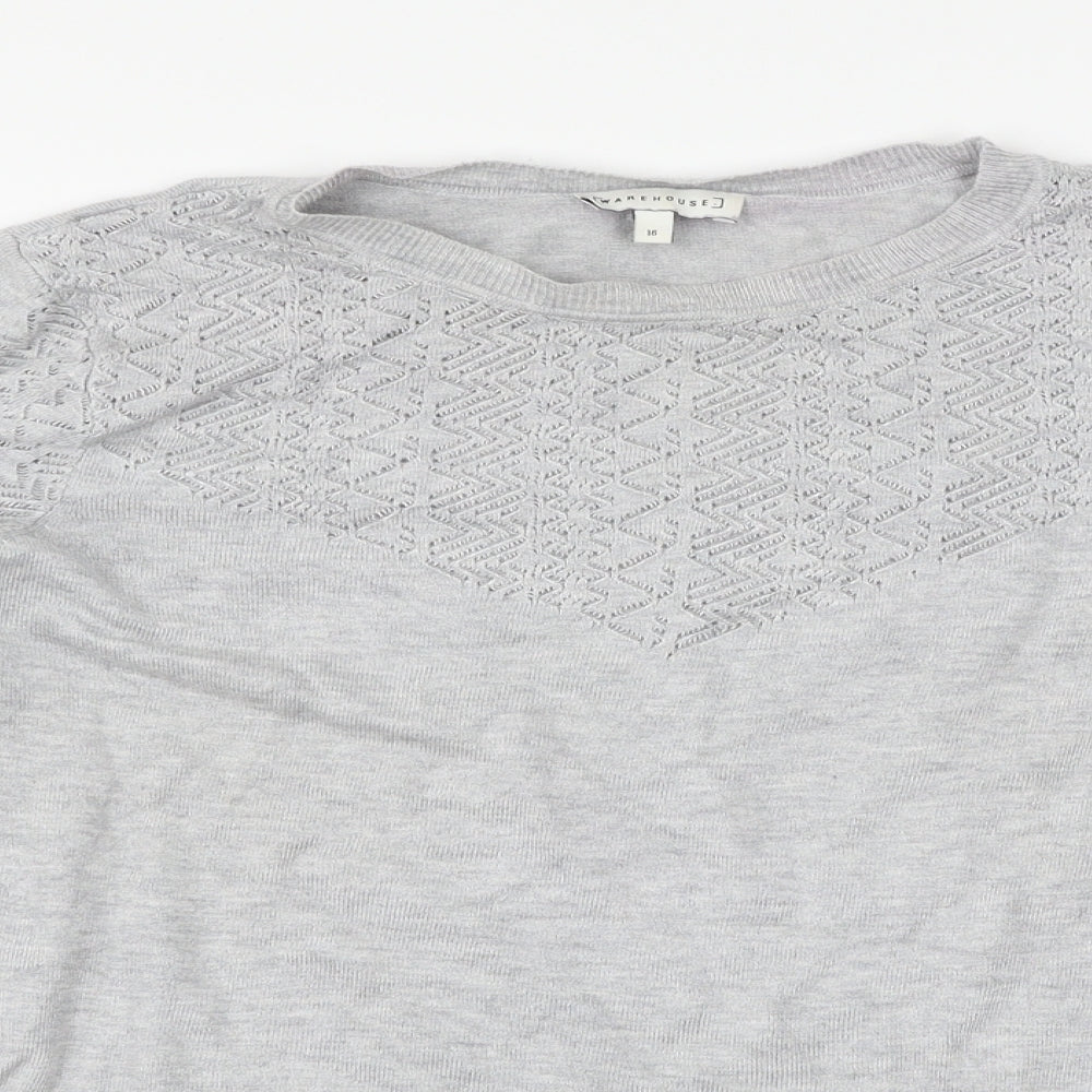 Warehouse Womens Grey   Pullover Jumper Size 16
