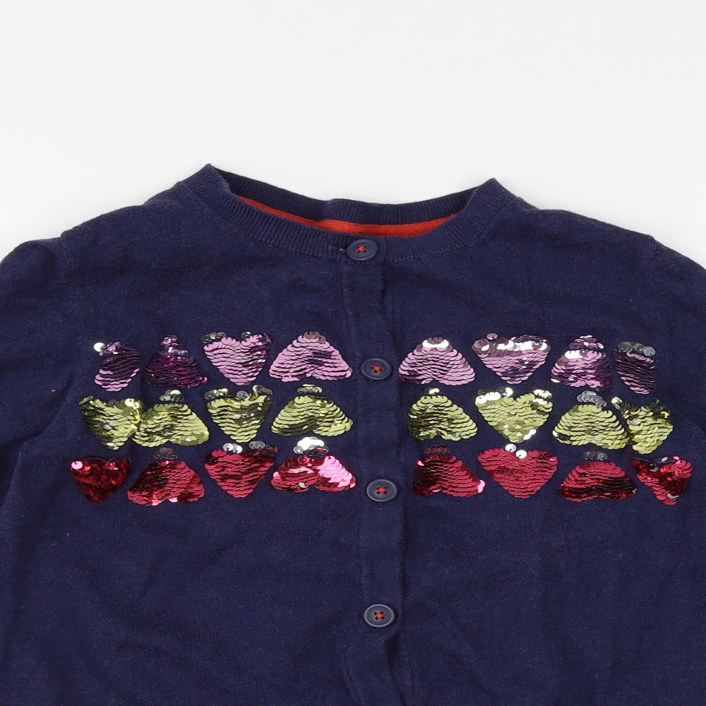 Mini Boden Girls Blue   Cardigan Jumper Size 11-12 Years  - Love heart print