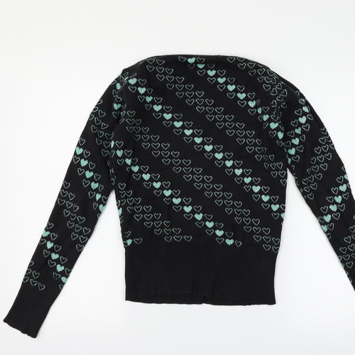 H&M Womens Blue   Pullover Jumper Size 10  - Love heart print