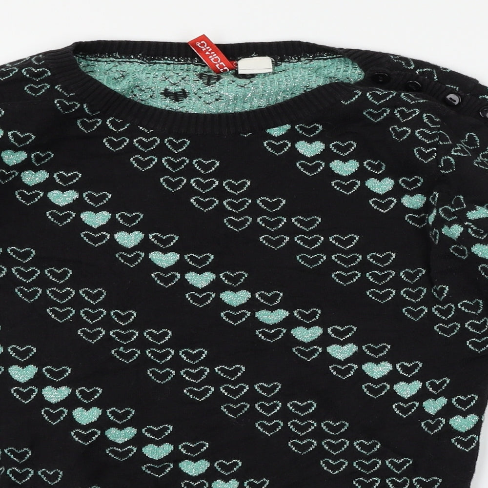 H&M Womens Blue   Pullover Jumper Size 10  - Love heart print