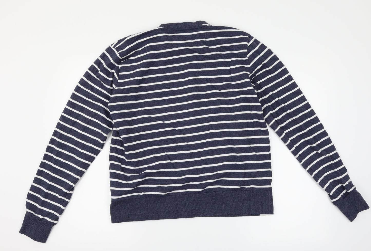 Cedar Wood State Mens Blue Striped  Pullover Sweatshirt Size L